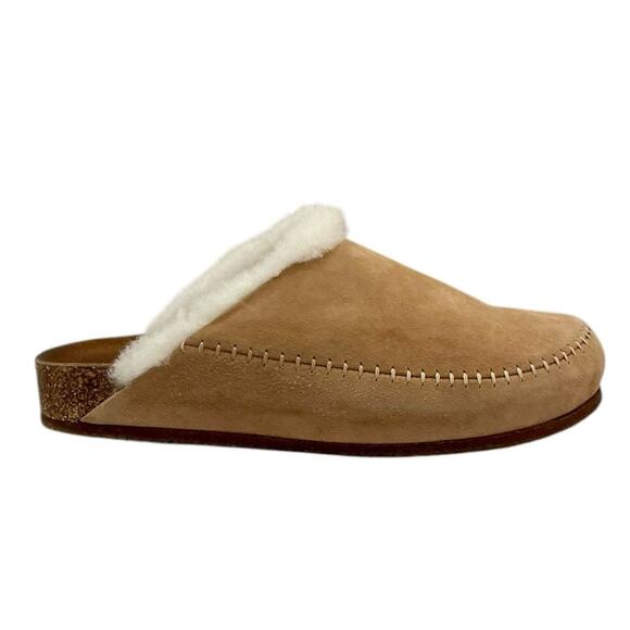 Jenni Kayne Shearling-Lined Moc Clog Natural Suede Slippers Size 38 Italy 8 US - Picture 3 of 15
